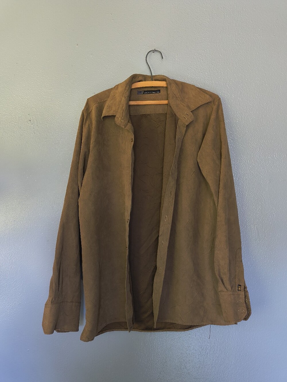 Men's Brown Suede-Style Button Shirt Jacket